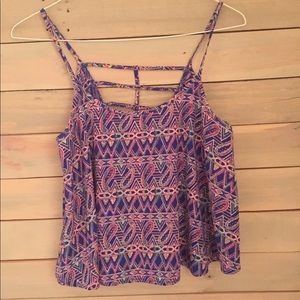 Boho Indie Festival Blue Strappy Tank women’s Medium